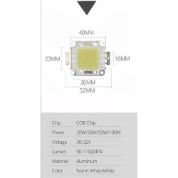 LED Égő 30-36V, 20-100W hideg fehér