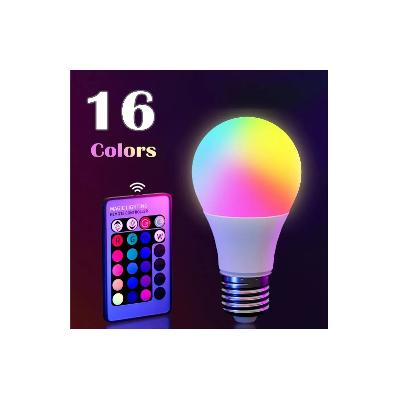 16 színű RGB LED izzó E27 230V 10W + 24 gombos távirányító