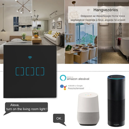 VOLLAI - FKT/FT Okos fali érintő kapcsoló, WiFi, RF, Bluetooth, RF Távirányító