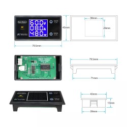 Ampermérő Wattmérő Monitor DC 0-100V 10A 1000W