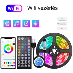 WiFi RGB LED szalagfény szett 5m - Távirányítóval és APP vezérléssel