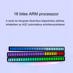 32 LED RGB zenei ritmusérzékelő fénycsík – Asztali tartóval és újratölthető akkumulátorral