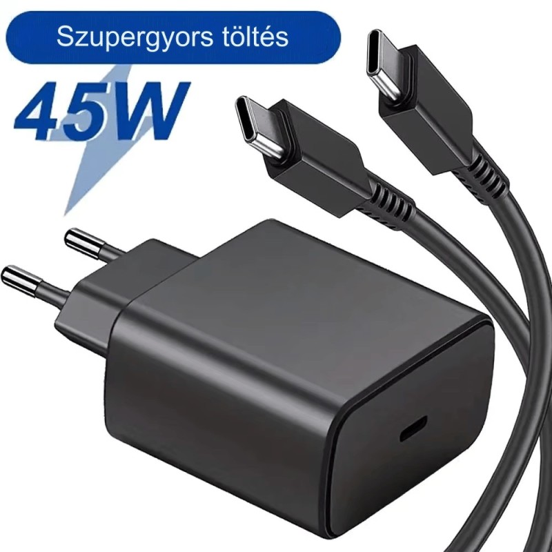 45W USB C Turbó és Gyors Töltő PD 3.0 Fali Töltő Samsung Galaxy és más Készülékekhez