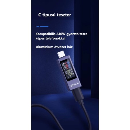 KWS-2303C Type-C teszter – 240W gyorstöltés támogatás | SmartElektronika.hu